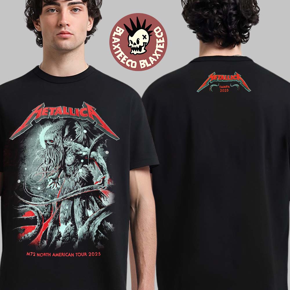 Metallica M72 Tampa 2025 Pop Up Shop Tee In Tampa Florida At Raymond James Stadium On June 6 And 8 2025 Two Sided T-Shirt