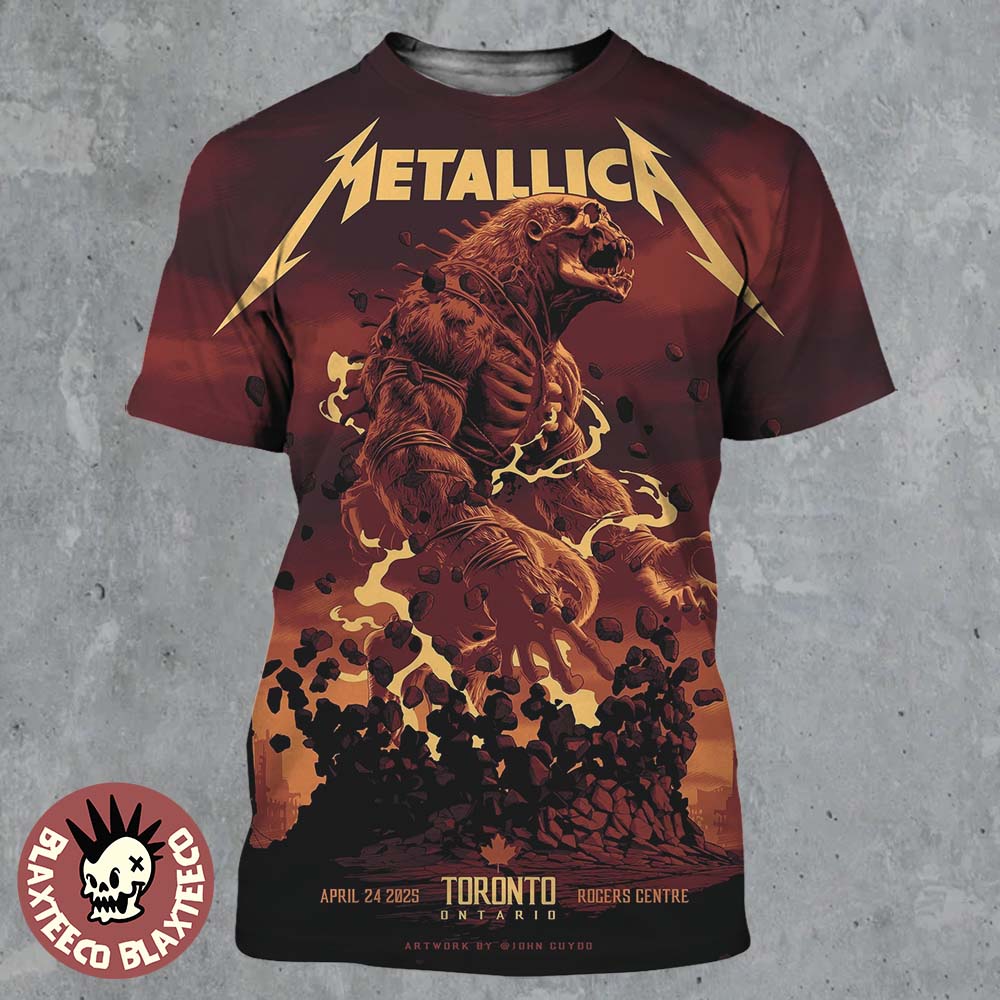 Metallica M72 Toronto Ontario Night 1 Poster At Rogers Centre Canada On April 24 2025 Met On Tour The Titan Artwork All Over Print Shirt Metallica M72 Toronto Ontario Night 1 Poster At Rogers Centre Canada On April 24 2025 Met On Tour The Titan Artwork All Over Print Shirt