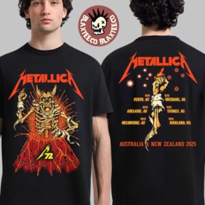 Metallica M72 World Tour Australia And New Zealand 2025 Fancards Feat Metallica Skeleton In The Volcano With Dates Back T-Shirt