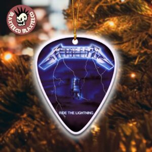Metallica Ride The Lightning Album Cover Art Guitar Pick Shape Holiday Christmas Decorations Ornament