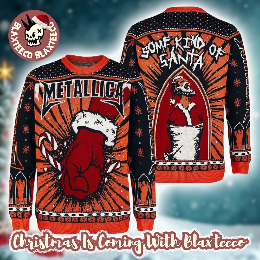 Metallica Some Kind Of Santa St Anger Xmas Style Candy Crane Ugly Christmas Sweater Metallica Some Kind Of Santa St Anger Xmas Style Candy Crane Ugly Christmas Sweater
