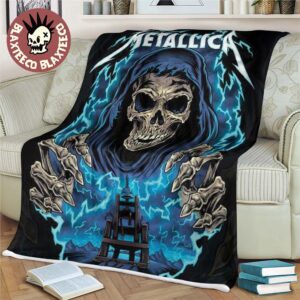 Metallica The Skeleton Witch With The Electric Chair Ride The Lightning 2025 Fleece Blanket
