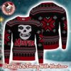 Misfits Signature Crimson Ghost 138 Snowflakes Pattern Ugly Christmas Sweater