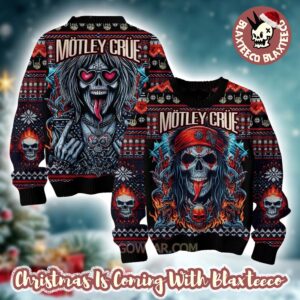 Motley Crue Bad Ass Skull Vintage Ugly Christmas Sweater