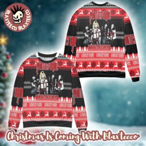 Motley Crue Band Shout At Devil Band Art Knitted Black And Red Ugly Christmas Sweater