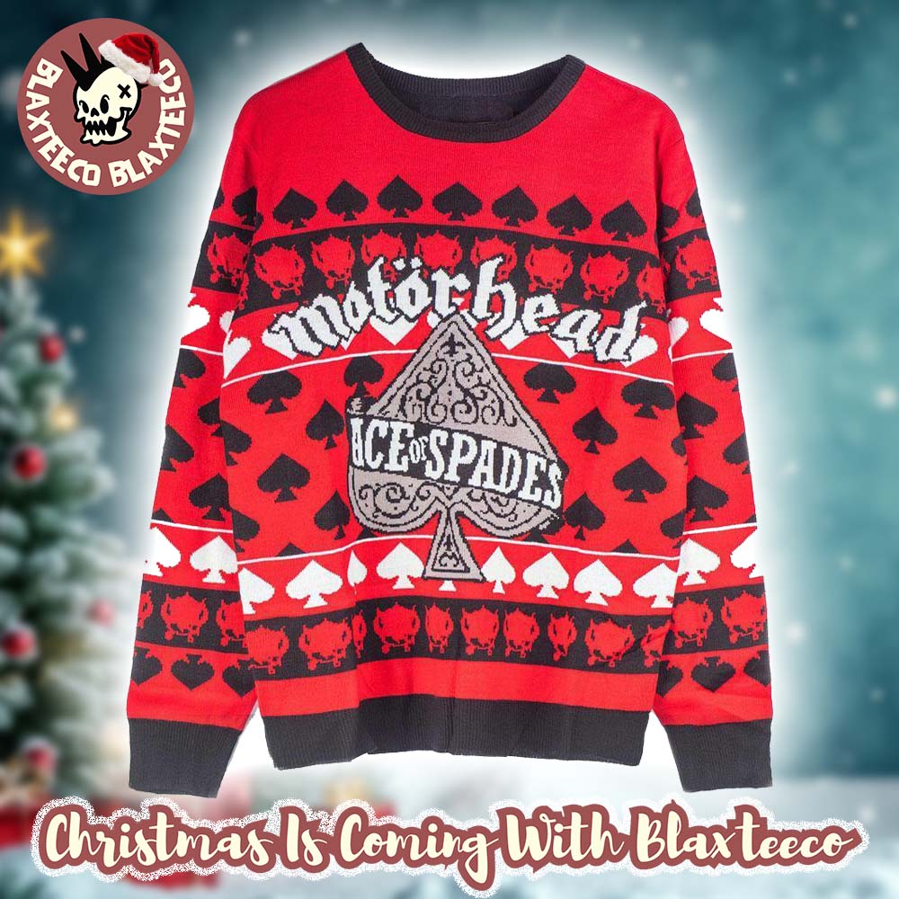 Motorhead Ace Of Spaces Red Ugly Christmas Sweater