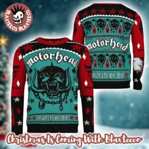Motorhead March Or Die Snaggletooth Big Logo Holiday Ugly Christmas Sweater