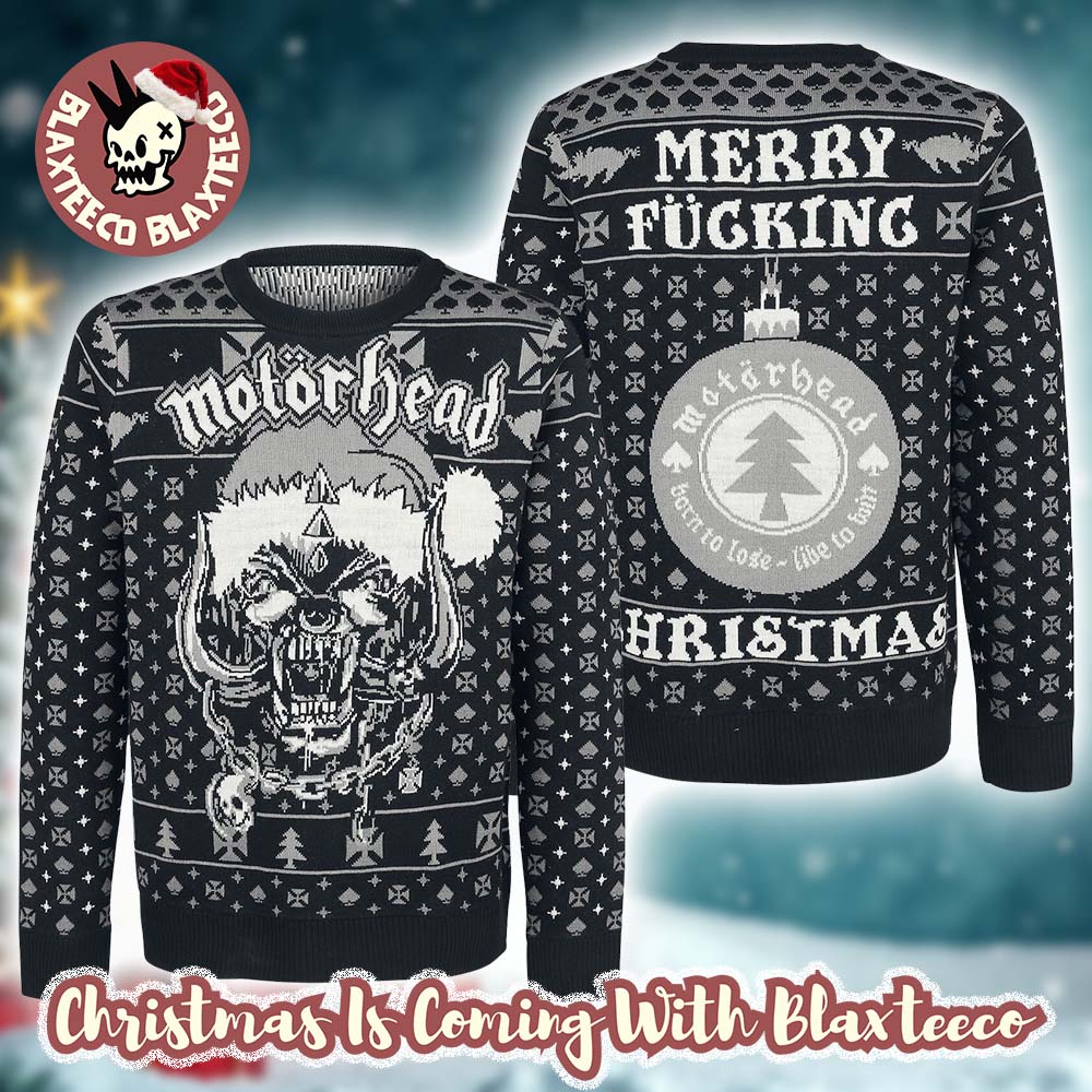 Motorhead Snaggletooth Big Logo Merry Fucking Christmas Holiday Sweater Christmas Jumper Ugly Sweater