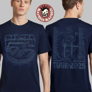 Pantera 2025 World Tour Europe And North America Snake Tour Dates Cowboys From Hell Two Sided Navy T-Shirt