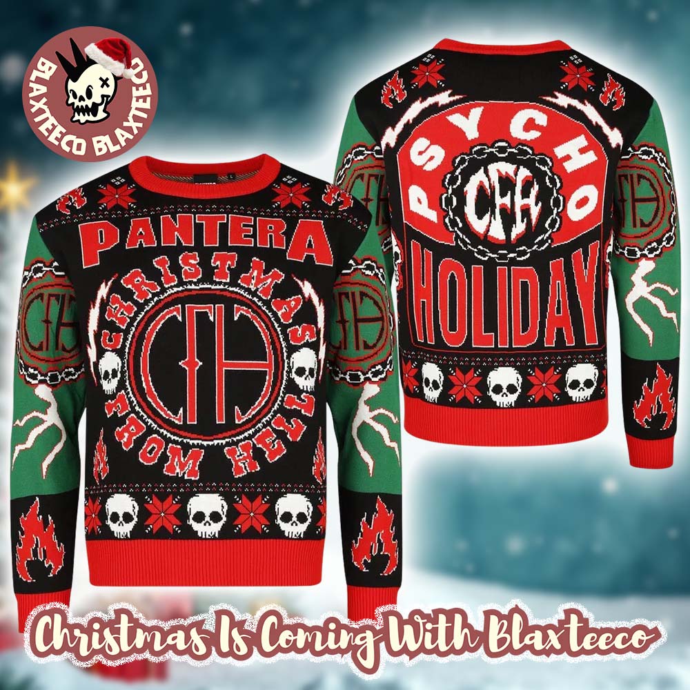 Pantera Christmas From Hell Psycho Holiday Signature Ugly Christmas Sweater Pantera Christmas From Hell Psycho Holiday Signature Ugly Christmas Sweater