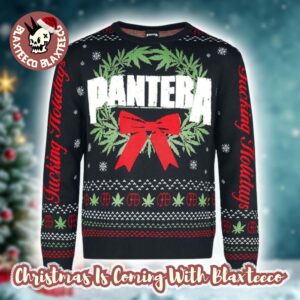 Pantera Christmas Wreath Fucking Holiday Snowy Night Knitted 2025 Ugly Christmas Sweater