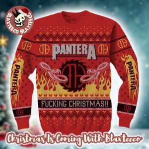 Pantera Fucking Christmas Snake In Flame Red Knitted Ugly Christmas Sweater Xmas Gift For Fans
