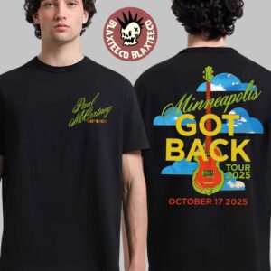 Paul McCartney Minneapolis 2025 Venue Tee At US Bank Stadium On October 17 2025 Got Back Tour 25 Guitar Black T-Shirt