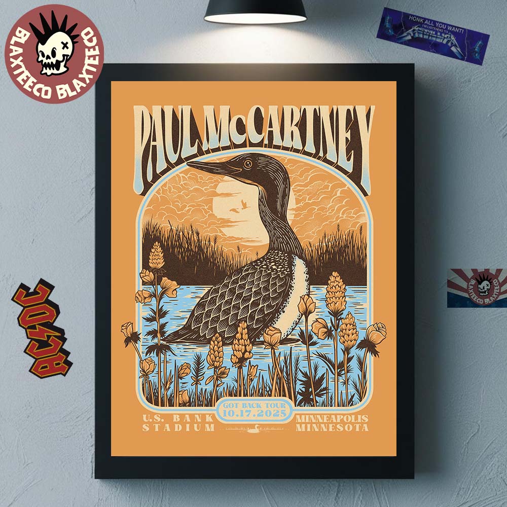 Paul McCartney Minneapolis Minnesota 2025 Gig Poster At US Bank Stadium On October 17 2025 Common Loon Art Home Decor Poster Canvas