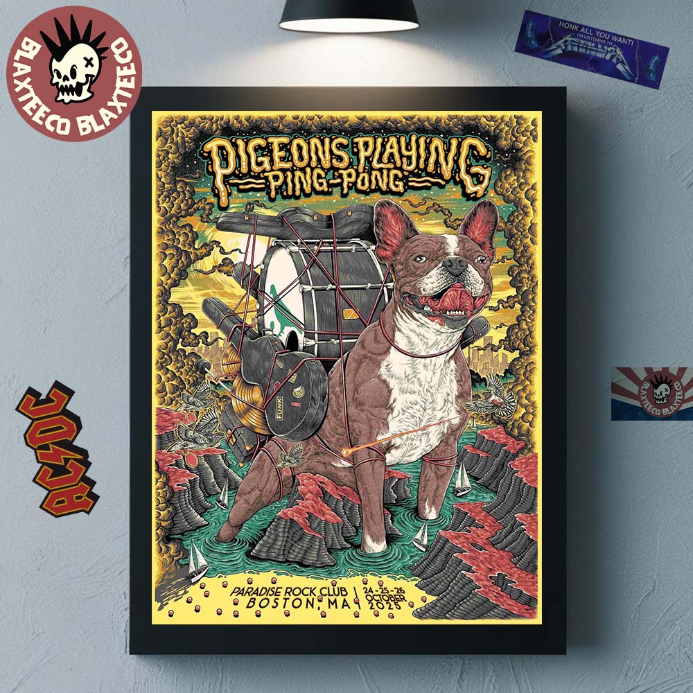 Pigeons Playing Ping Pong Boston Massachusetts 2025 Show Poster At Paradise Rock Club On October 24 25 26 2025 Poster Canvas