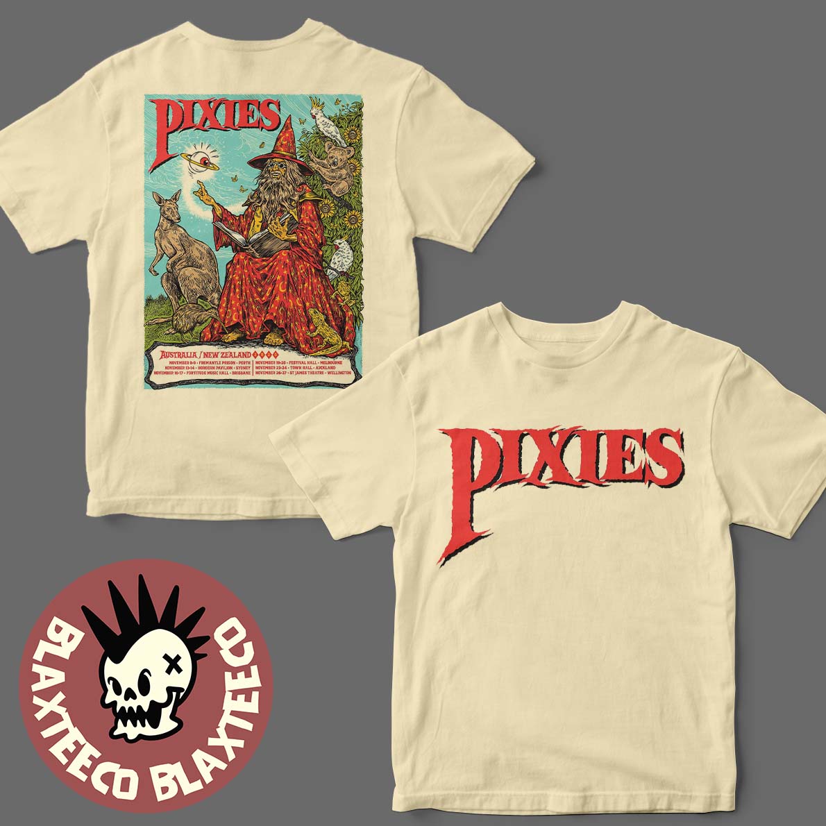 Pixies Australia And New Zealand 2025 Tour On November Dates And Cities Schedule The Wizard Art Two Sided T-Shirt Pixies Australia And New Zealand 2025 Tour On November Dates And Cities Schedule The Wizard Art Two Sided T-Shirt