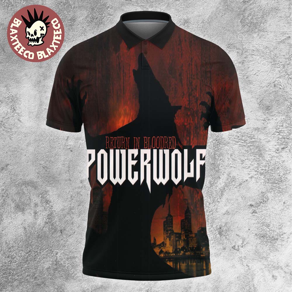 Powerwolf Return in Bloodred Album Cover Polo Shirt Powerwolf Return in Bloodred Album Cover Polo Shirt