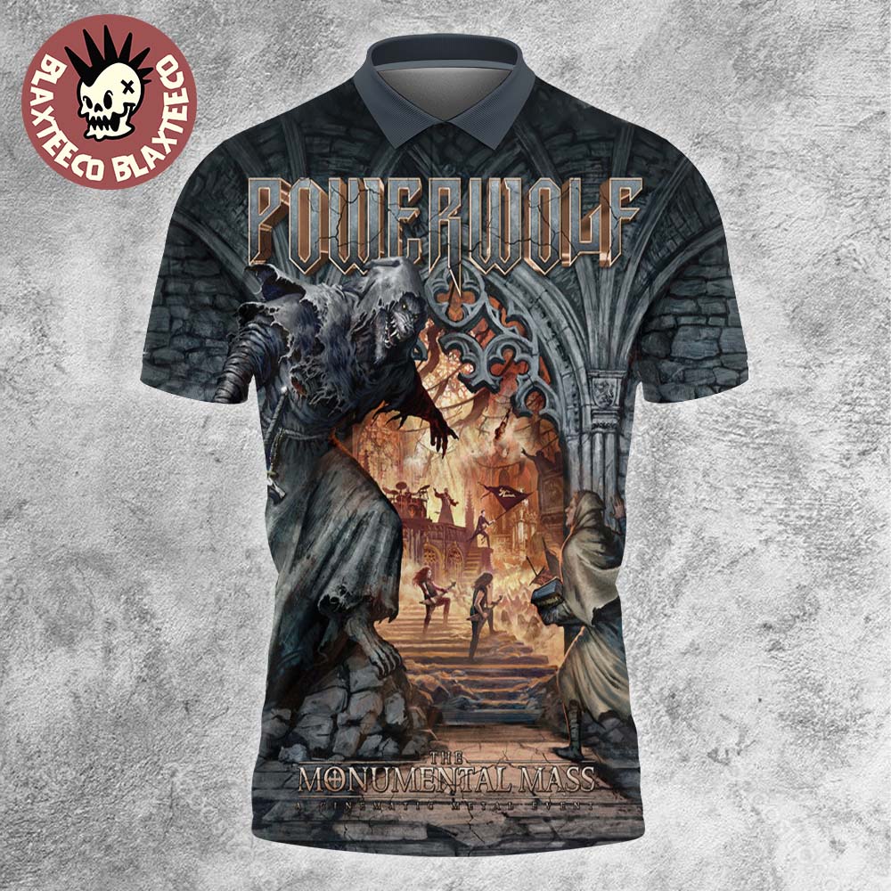 Powerwolf The Monumental Mass A Cinematic Metal Event Album Cover Polo Shirt Powerwolf The Monumental Mass A Cinematic Metal Event Album Cover Polo Shirt
