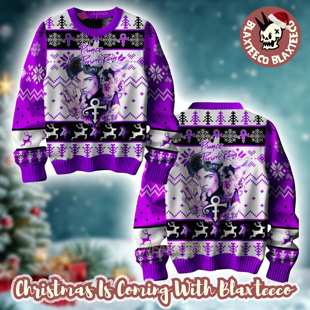 Prince Purple Rain Ugly Christmas Sweater Prince Purple Rain Ugly Christmas Sweater