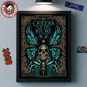 Queens Of The Stone Age Milan Italy 2025 Venue Poster At Teatro Lirico Giorgio Gaber On October 18 2025 Alive In The Catacombs Tour Poster Canvas