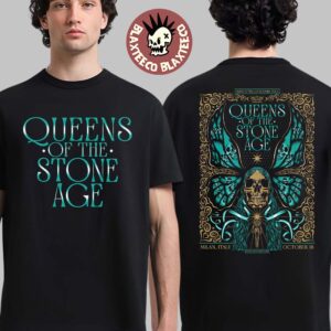 Queens Of The Stone Age Milan Italy 2025 Venue Poster At Teatro Lirico Giorgio Gaber On October 18 2025 Alive In The Catacombs Tour Two Sided T-Shirt