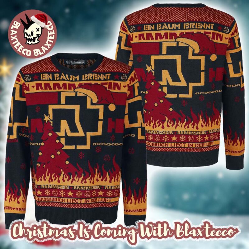 Rammstein Big Logo Santa Hat En Baum Brennt Flames Ugly Christmas Sweater z6aO2 rb9uym.jpg