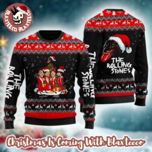 Rolling Stones Band Members Caricatures Monkey Santa Funny Ugly Christmas Sweater