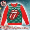 Rolling Stones Grinch Pattern In Tongue With Green Lips Funny Signature Logo Ugly Christmas Sweater