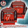 Rolling Stones Holiday Logo With Santa Hat Rhombus Pattern Sknowflakes Retro Style Red And Mustard Ugly Christmas Sweater Rolling Stones Holiday Logo With Santa Hat Rhombus Pattern Sknowflakes Retro Style Red And Mustard Ugly Christmas Sweater