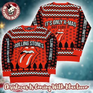Rolling Stones Holiday It Is Only Xmas But I Like It Vintage Gift For Fans 2025 Ugly Christmas Sweater