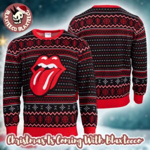 Rolling Stones Signature Big Lips Tongue Personalized Gift For Fans Ugly Christmas Sweater