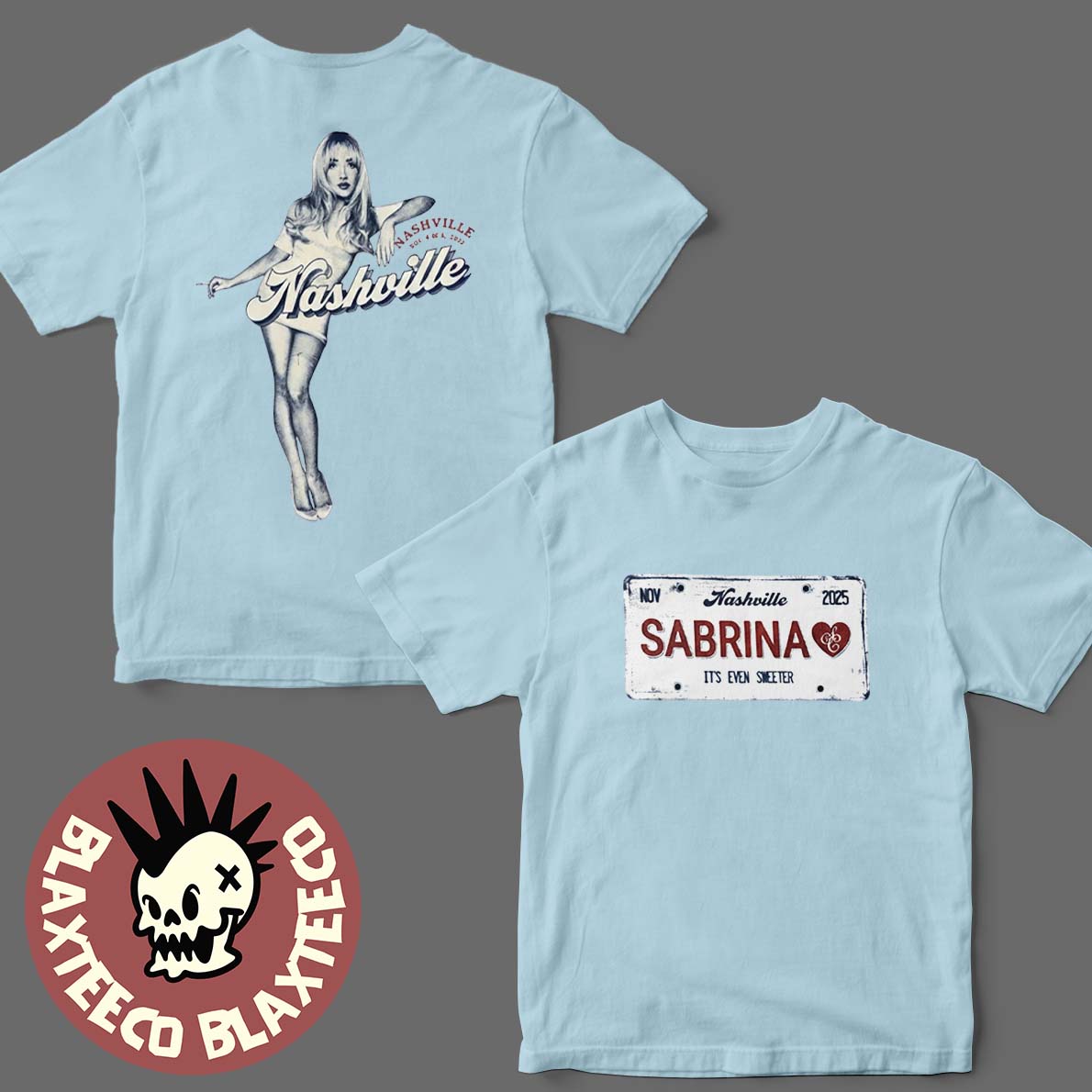 Sabrina Carpenter Nashville Tennessee 2025 Event Merch Tee At Bridgestone Arena On November 4 And 5 2025 Two Sided T-Shirt Sabrina Carpenter Nashville Tennessee 2025 Event Merch Tee At Bridgestone Arena On November 4 And 5 2025 Two Sided T-Shirt