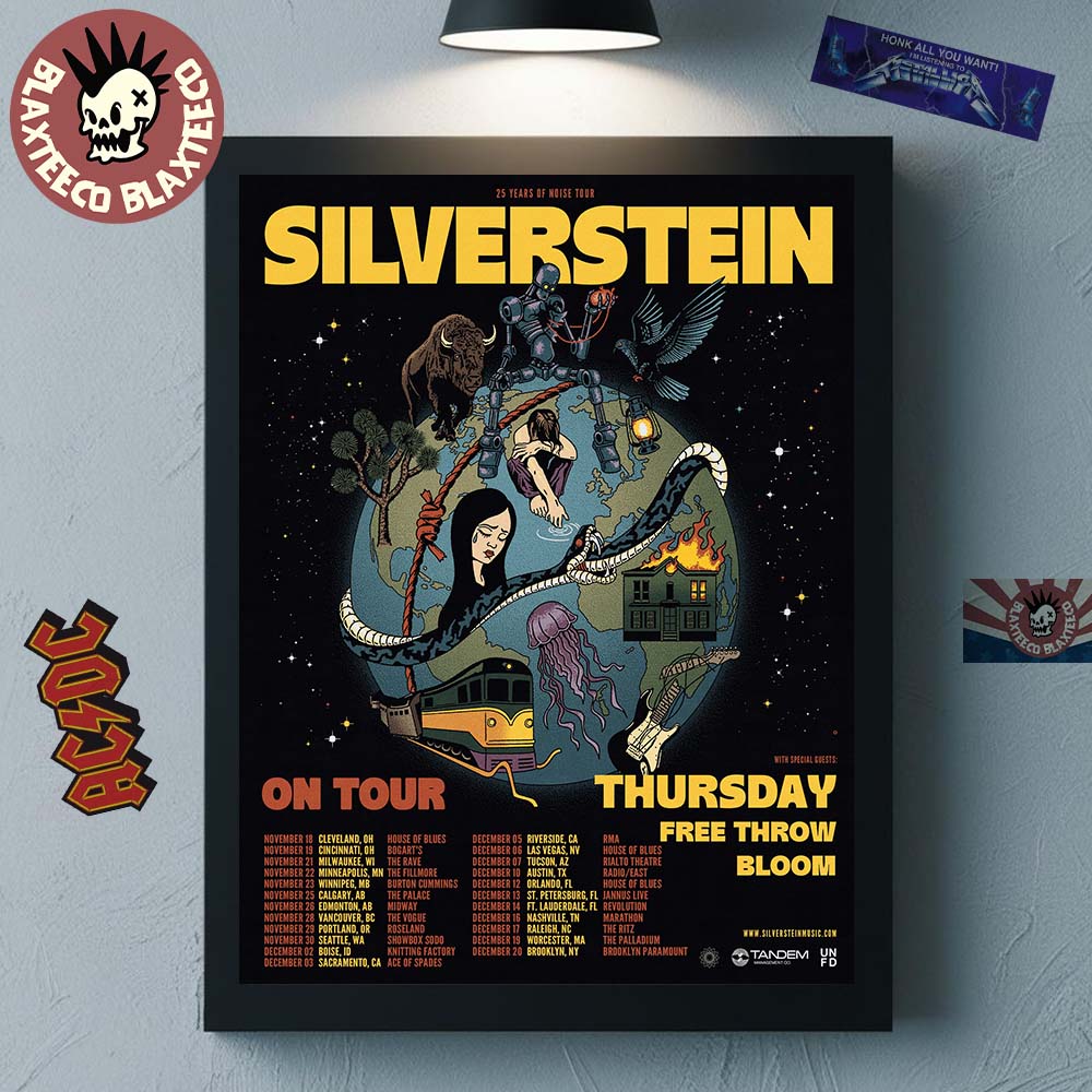 Silverstein 25 Years Of Noise Tour North American 2025 The Last Change City Dates Home Decor Poster Canvas Silverstein 25 Years Of Noise Tour North American 2025 The Last Change City Dates Home Decor Poster Canvas