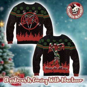 Slayer Band Green Devil Show No Mercy Holiday Gift For Fans 2025 Christmas Ugly Sweater