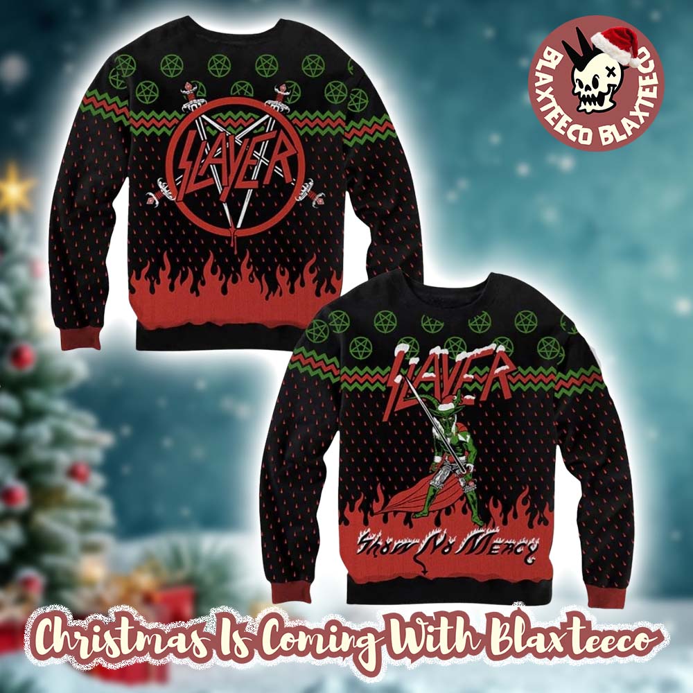 Slayer Band Green Devil Show No Mercy Holiday Gift For Fans 2025 Christmas Ugly Sweater Slayer Band Green Devil Show No Mercy Holiday Gift For Fans 2025 Christmas Ugly Sweater