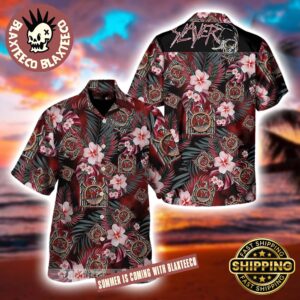 Slayer Eagle Logo Tropical Pattern 2025 Summer Hawaiian Shirt