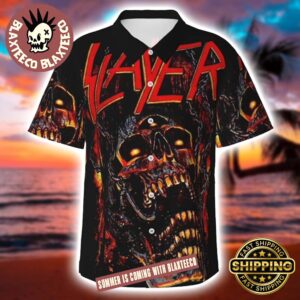 Slayer Horror Skull In Flame Gift For Fans 2025 Summer Hawaiian Shirt