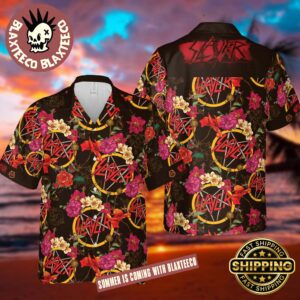Slayer Logo And Floral All Over Pattern Gift For Fans 2025 Summer Hawaiian Shirt
