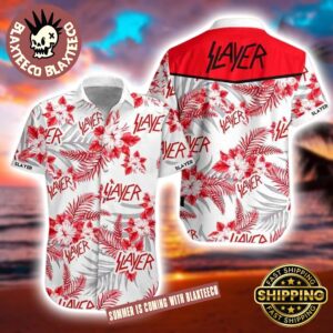 Slayer Red Hibicus In White 2025 Summer Hawaiian For Men And Women