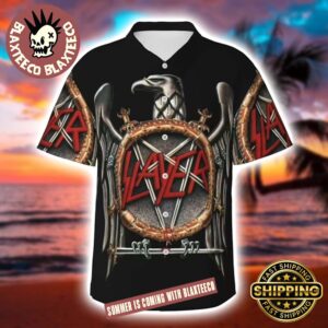 Slayer Signature Big Eagle Logo In Black 2025 Hawaiian Shirt For Men And Women