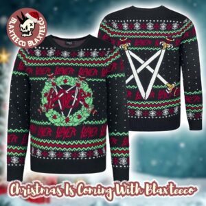 Slayer Thrash Metal Christmas Wreath Logo Holiday Christmas Ugly Sweater 2025