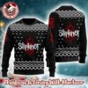Slipknot Big Logo Goat Face Snowflakes Pattern Knitted Signature Black And Red Ugly Christmas Sweater