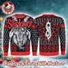 Slipknot Big Logo Goat Face Snowflakes Pattern Knitted Signature Black And Red Ugly Christmas Sweater