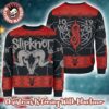 Slipknot Fucking Holidays Logo Goat Head And Trinal S Logo Blink Pattern Black And Grey Ugly Christmas Sweater