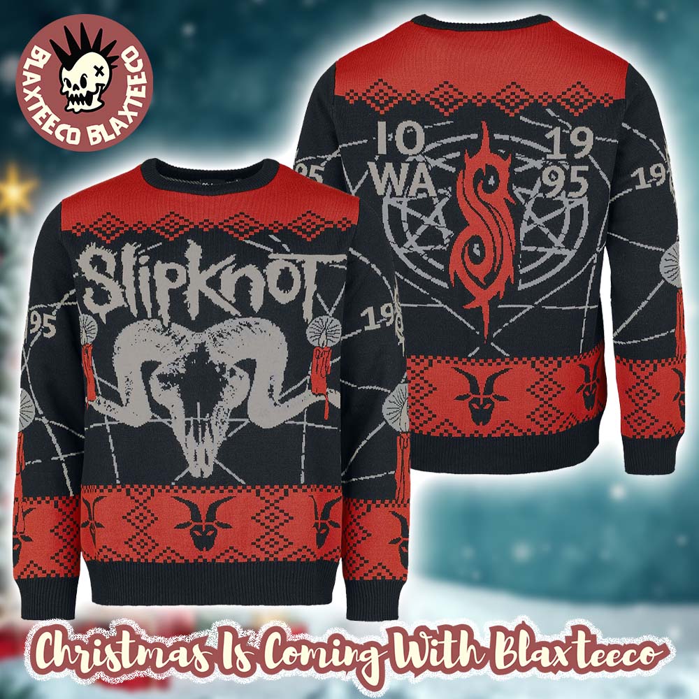 Slipknot Goat Head Iowa 1995 Knitted Ugly Christmas Sweater Jumper