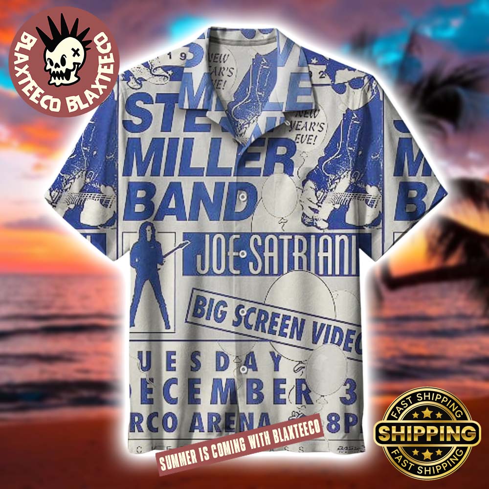 Steve Miller Band Joe Satriani Big Screen Video Vintage Hawaiian Shirt Steve Miller Band Joe Satriani Big Screen Video Vintage Hawaiian Shirt