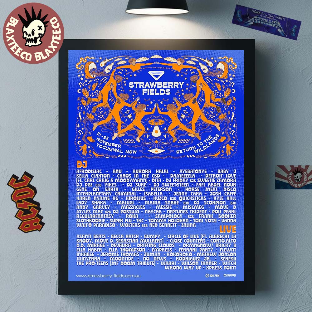 Strawberry Fields Festival 2025 Return To The Wildlands Lineup Poster On 21-23 November Tocumwal New South Wales Australia Poster Canvas Strawberry Fields Festival 2025 Return To The Wildlands Lineup Poster On 21-23 November Tocumwal New South Wales Australia Poster Canvas