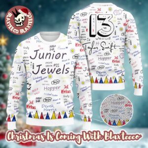 Taylor Swift 13 Junior Jewels White Knitted Ugly Christmas Sweater