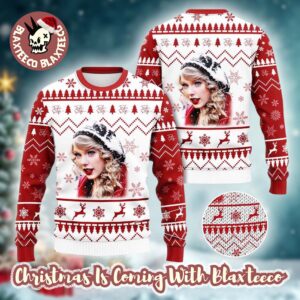 Taylor Swift Merry Christmas Reindeer Knitted Ugly Christmas Sweater