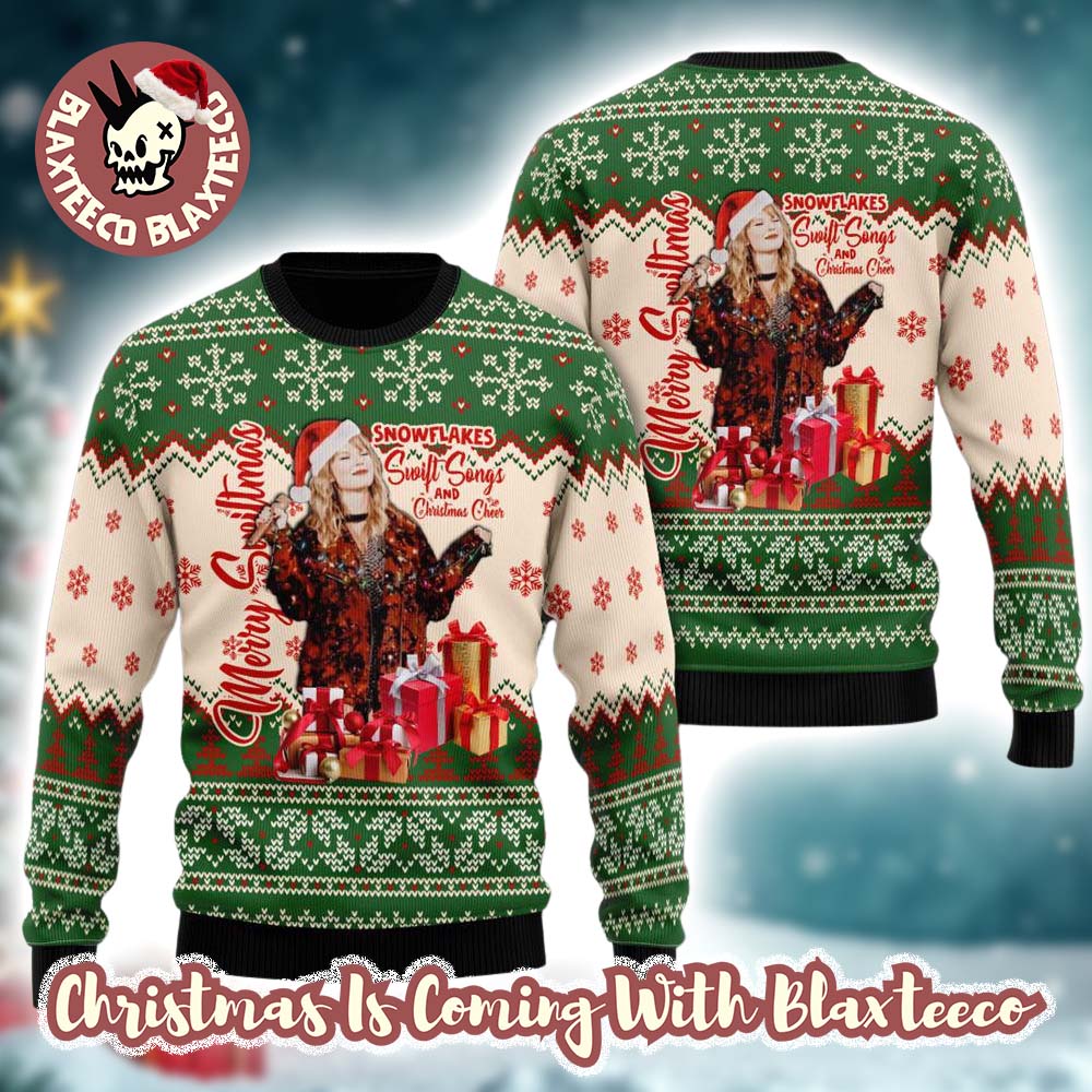 Taylor Swift Merry Swiftmas Snowflakes Swift Songs And Cheer Ugly Christmas Sweater Taylor Swift Merry Swiftmas Snowflakes Swift Songs And Cheer Ugly Christmas Sweater